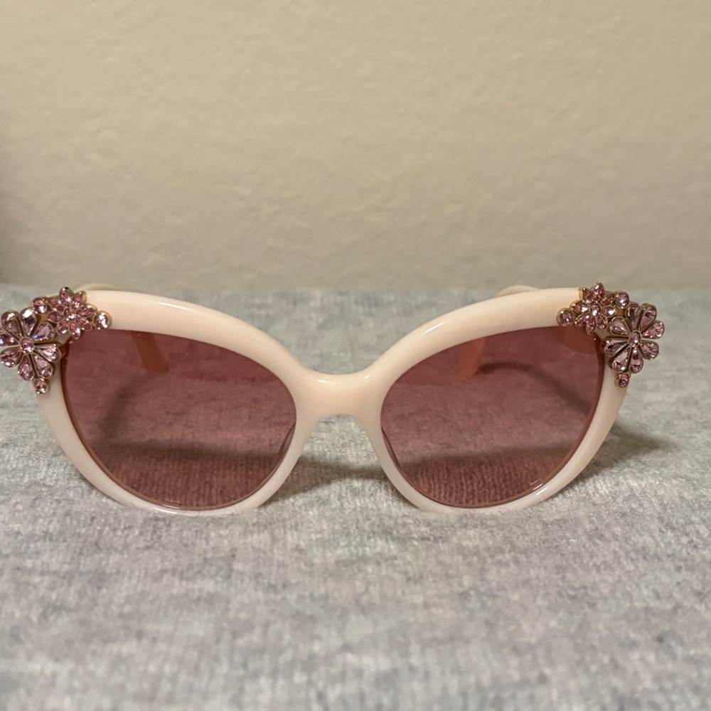 Kate Spade New York Hello Sunshine Floral Rhinestone Cat Eye Sunglasses Pink